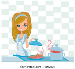 Beautiful lady cooking