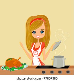 Beautiful lady cooking