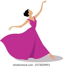 beautiful lady dancer flat vector illustration