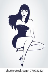 Beautiful lady in dress. Vector
