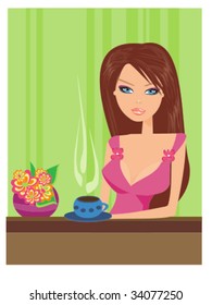 Beautiful lady drinking coffee