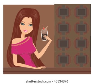 Beautiful lady drinking coffee