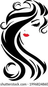 Beautiful lady face icon for logo and tattoo