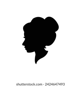 Beautiful lady icon silhouette vector art illustration.