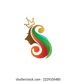 beautiful lady logo with queen crown
