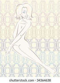 beautiful lady on pattern background