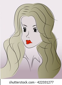 a beautiful lady portrait drawing vector