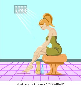 beautiful lady preparing for bath vector