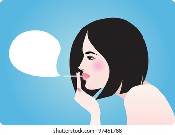 Beautiful lady smoking a cigarette vector illustration