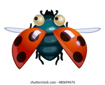 Beautiful ladybird. Game icon funny flying insect. Vector design for app user interface.