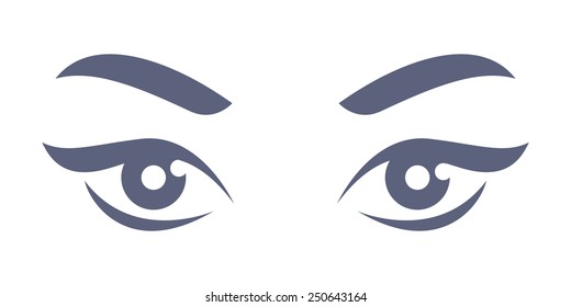 Beautiful lady's eyes - simple flat style illustration. Part of woman's face.