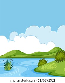 A beautiful lake landscape illustration