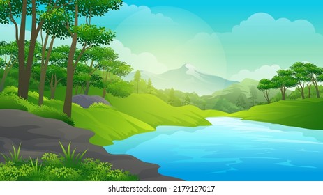 Beautiful Lake in the Middle of Natural Scenery tropical forest