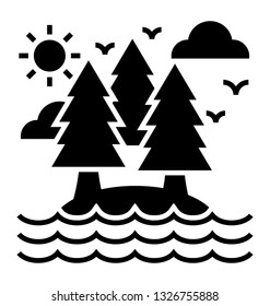 Beautiful landform glyph icon 