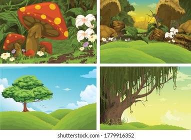 Hermoso paisaje Fondo aislado del vector de ilustración