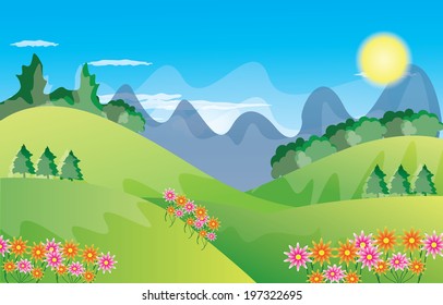 Beautiful landscape background Vector