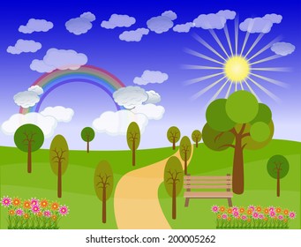 Beautiful landscape background Vector 