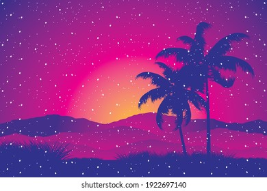 Schöne Landschaft mit Kokospalmenvektor