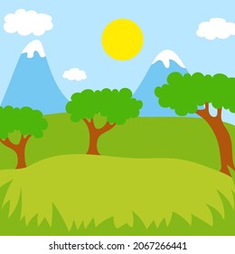 Beautiful landscape. Colored background for your design. For wallpapers, covers, postcards, banners. Vector illustration.