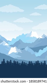 beautiful landscape day forest scene with pines vector illustration design