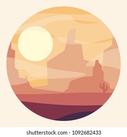 beautiful landscape of desert landscape with cactus mountains