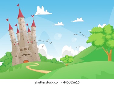 Beautiful landscape with Fairy tale castle 