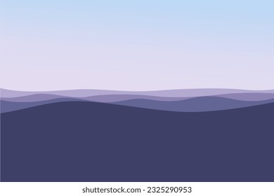 Beautiful landscape, foggy fog on the mountainside. Abstract gradient background, vector illustration. Mountain landscape. Mountainous terrain. Vector illustration. Abstract background.