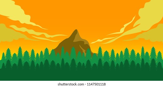 Beautiful Landscape of Forest and Mountains