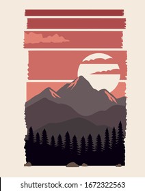 beautiful landscape with forest scene vector illustration design