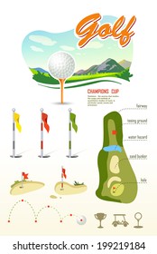 Beautiful landscape. Golf Club. Poster for sport. EPS 10
