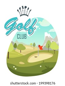 Beautiful landscape. Golf Club. Poster for sport.