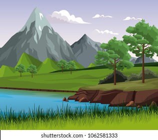 Beautiful landscape with lake