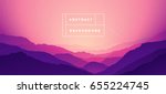 Beautiful landscape, misty fog on mountain slopes. Abstract gradient background, vector illustration.