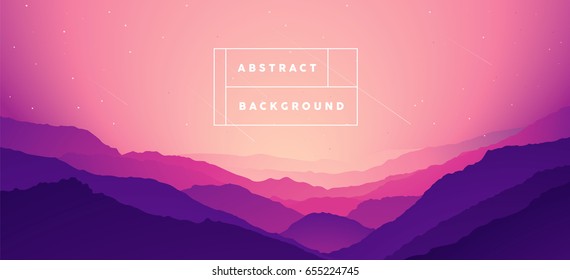 Beautiful landscape, misty fog on mountain slopes. Abstract gradient background, vector illustration.