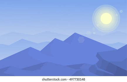 Beautiful landscape mountain and hill of silhouette vector