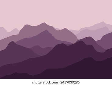 Beautiful landscape mountains for the background. Vector illustration in flat style.