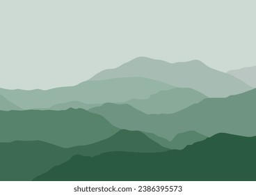 Beautiful landscape mountains. Vector illustration in flat style.