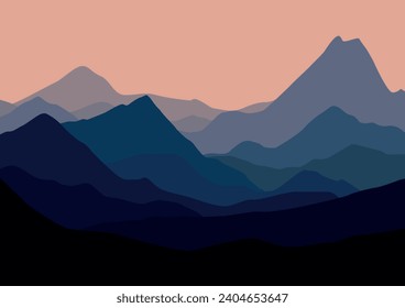 beautiful landscape mountains, vector illustration for background design.