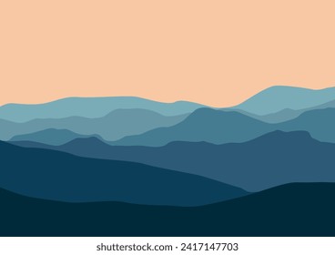 Hermoso paisaje con montañas. Ilustración vectorial en estilo plano.