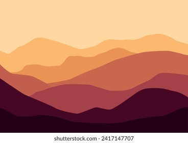 Beautiful landscape with mountains. Vector illustration in flat style.