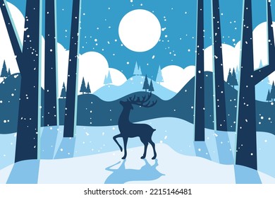 Beautiful landscape natural winter scene background template design vector illustration