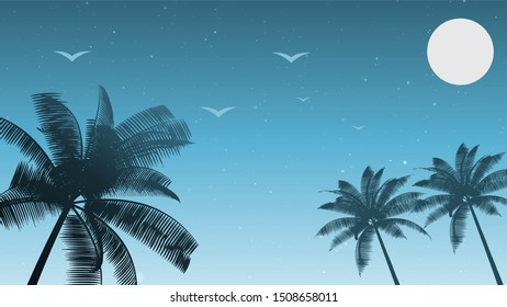 beautiful landscape with palm trees