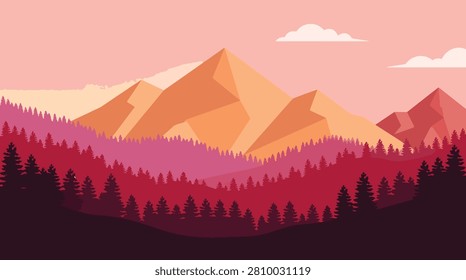 Beautiful Landscape Pine Forest With Mesmerizing Mountain Views