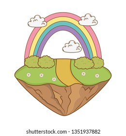 beautiful landscape with rainbow