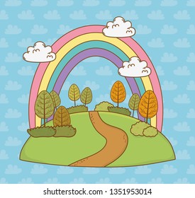 beautiful landscape with rainbow
