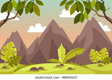 beautiful landscape. scenery. cartoon. vector illustration