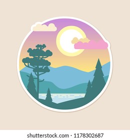 Beautiful landscape in soft pastel tones. Vector icon