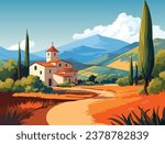 Beautiful landscape in Spain. Vector illustration.