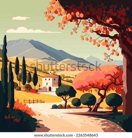 Beautiful landscape in Spain. Vector illustration.