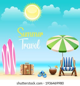 Beautiful landscape, summer holidays. Vector design.